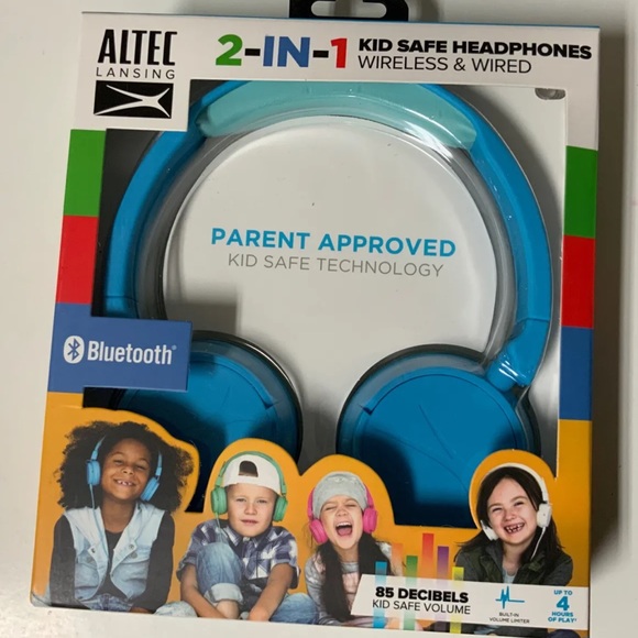 🍭  Altec Lansing 2-In-1 Bluetooth Kids Safe Headphones 🆕 Wireless And Wired - Picture 1 of 3